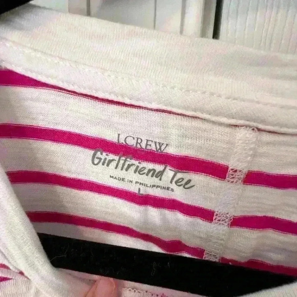 Jcrew Women’s Large Purple and white stripe girlfriend tshirt - Picture 3 of 3